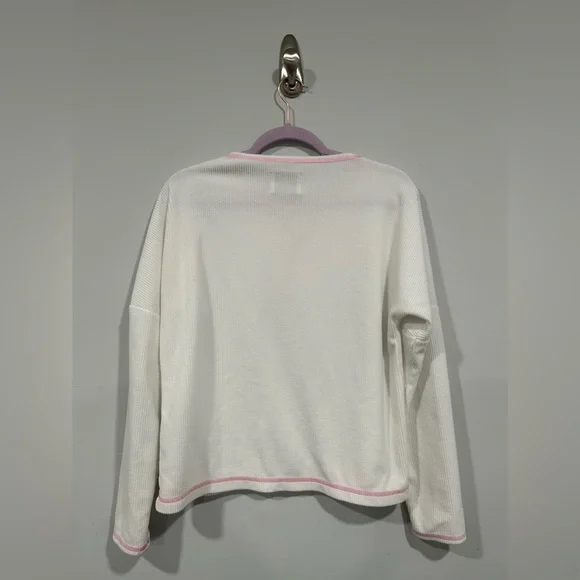 Dudley Stephens Somerset Ribbed Sweatshirt White and Pink Women’s  Small - Picture 2 of 3